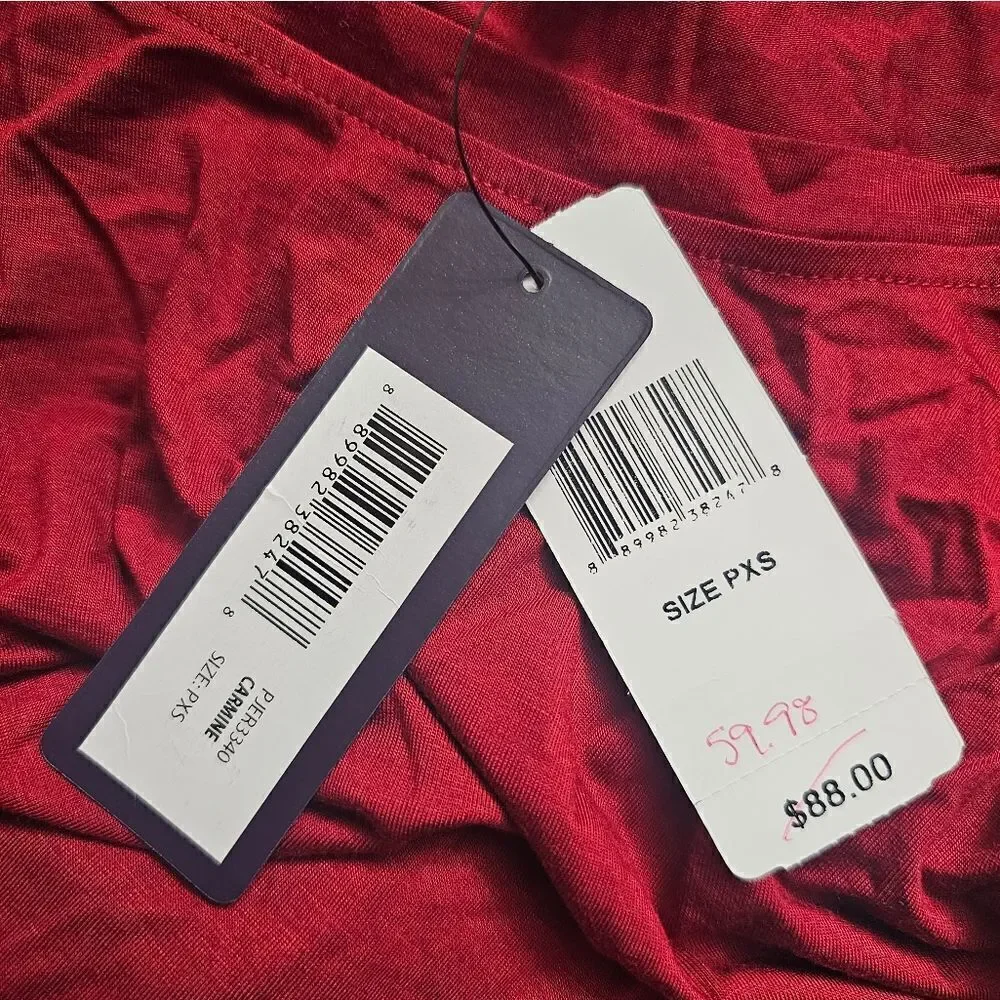 NYDJ Red‎ Lace Hem Long Sleeve Knit Top NWT - Size PXS